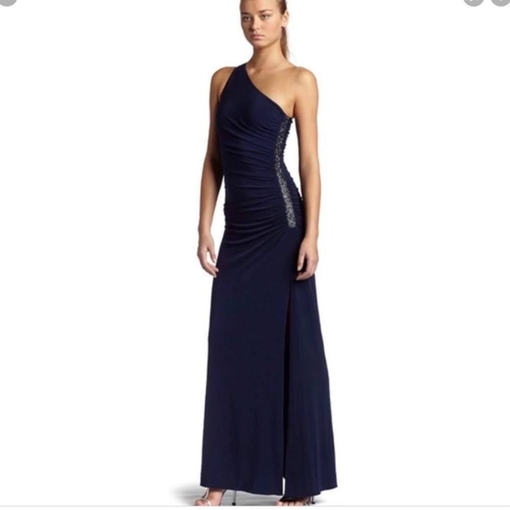 One Shoulder Navy gown